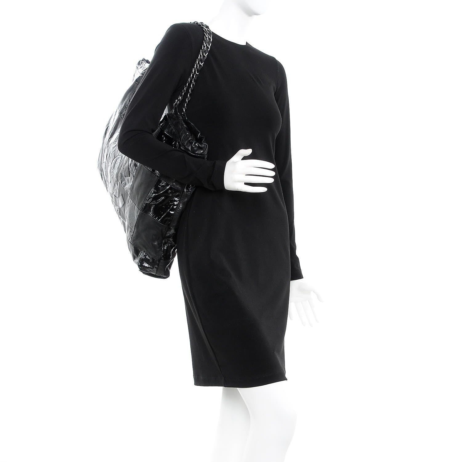 Chanel Patent Patchwork Large Brooklyn Tote Black 2 of 7