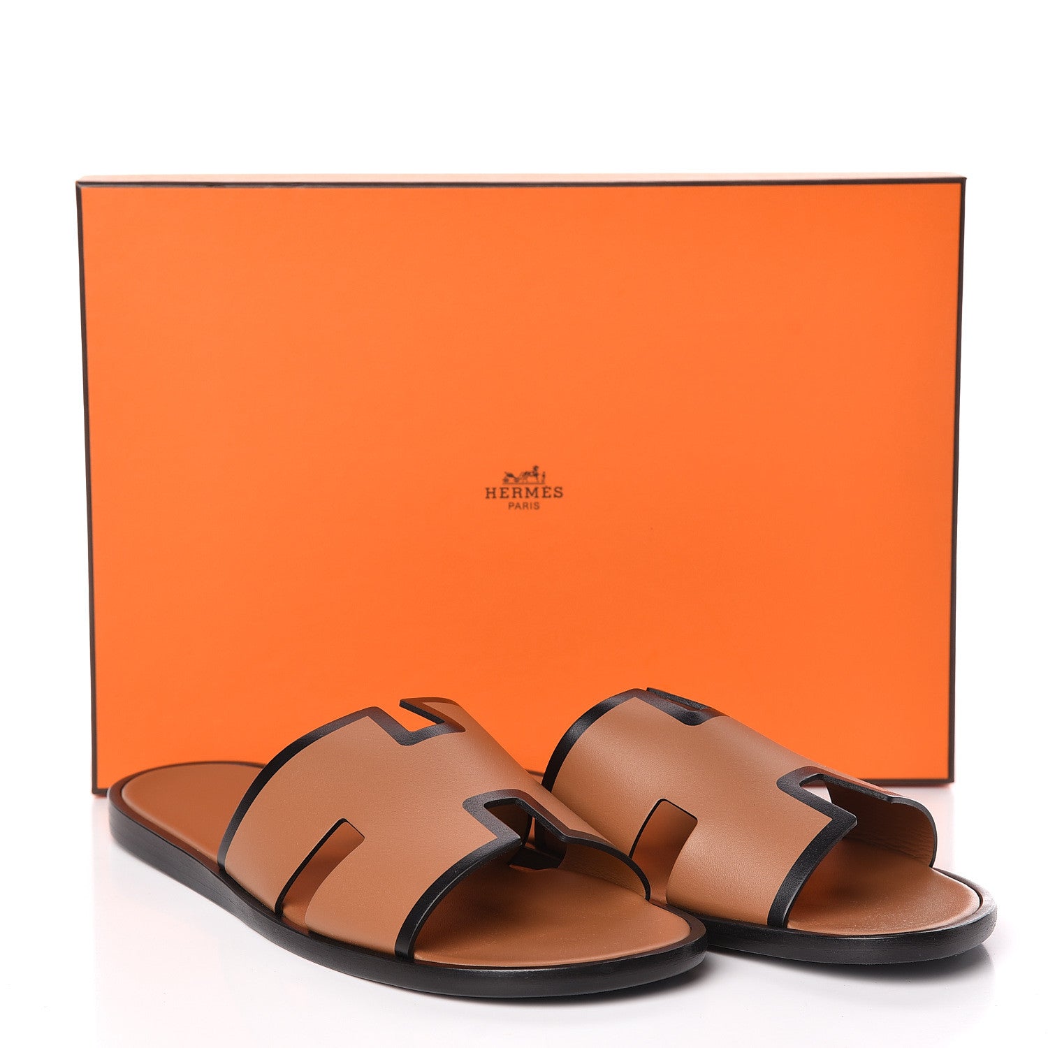 Hermes Calfskin Mens Izmir Sandals 43 Gold Black 8 of 8