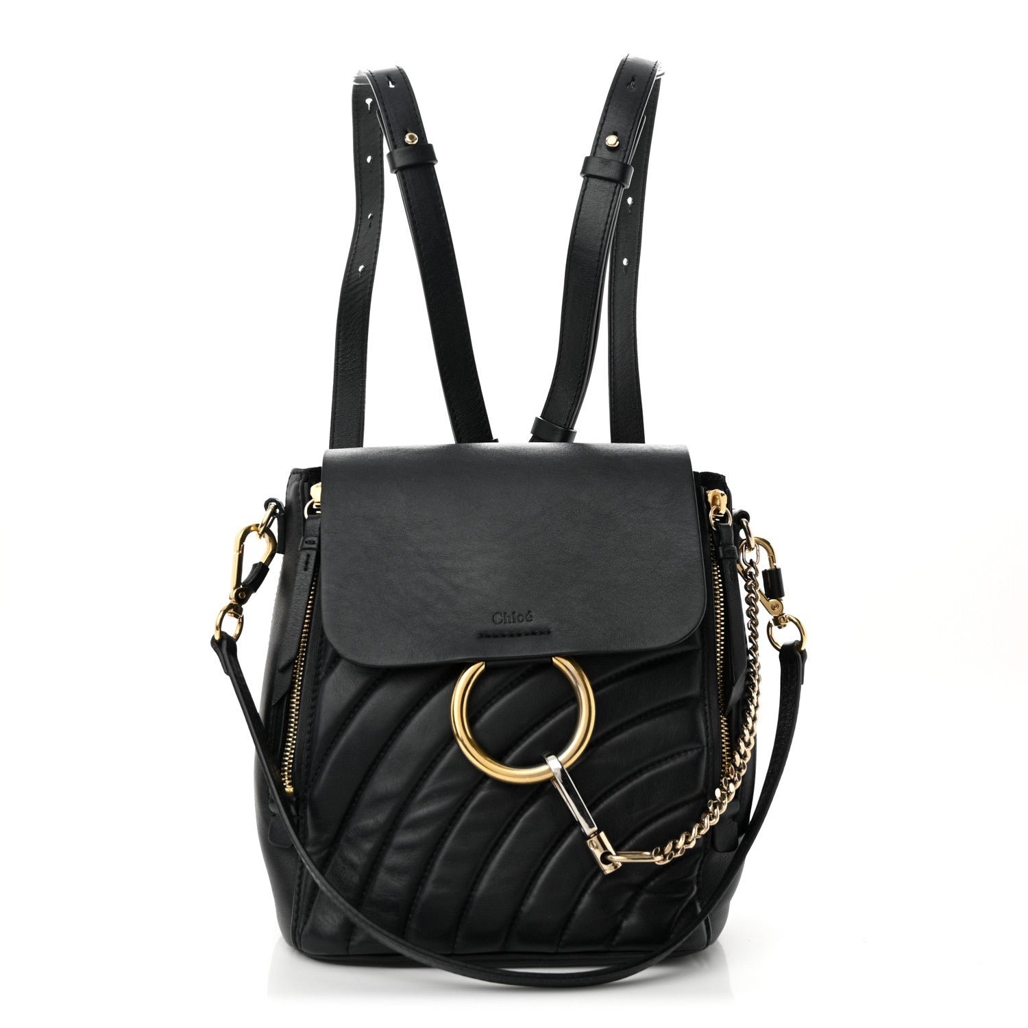Chloe Calfskin Quilted Medium Faye Backpack Black 1 of 10