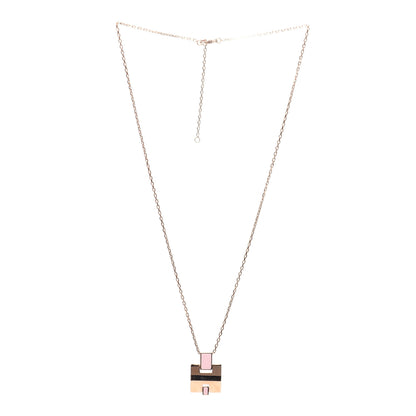Hermes Rose Gold Plated Lacquered Eileen Pendant Necklace Rose Dragee 3 of 6