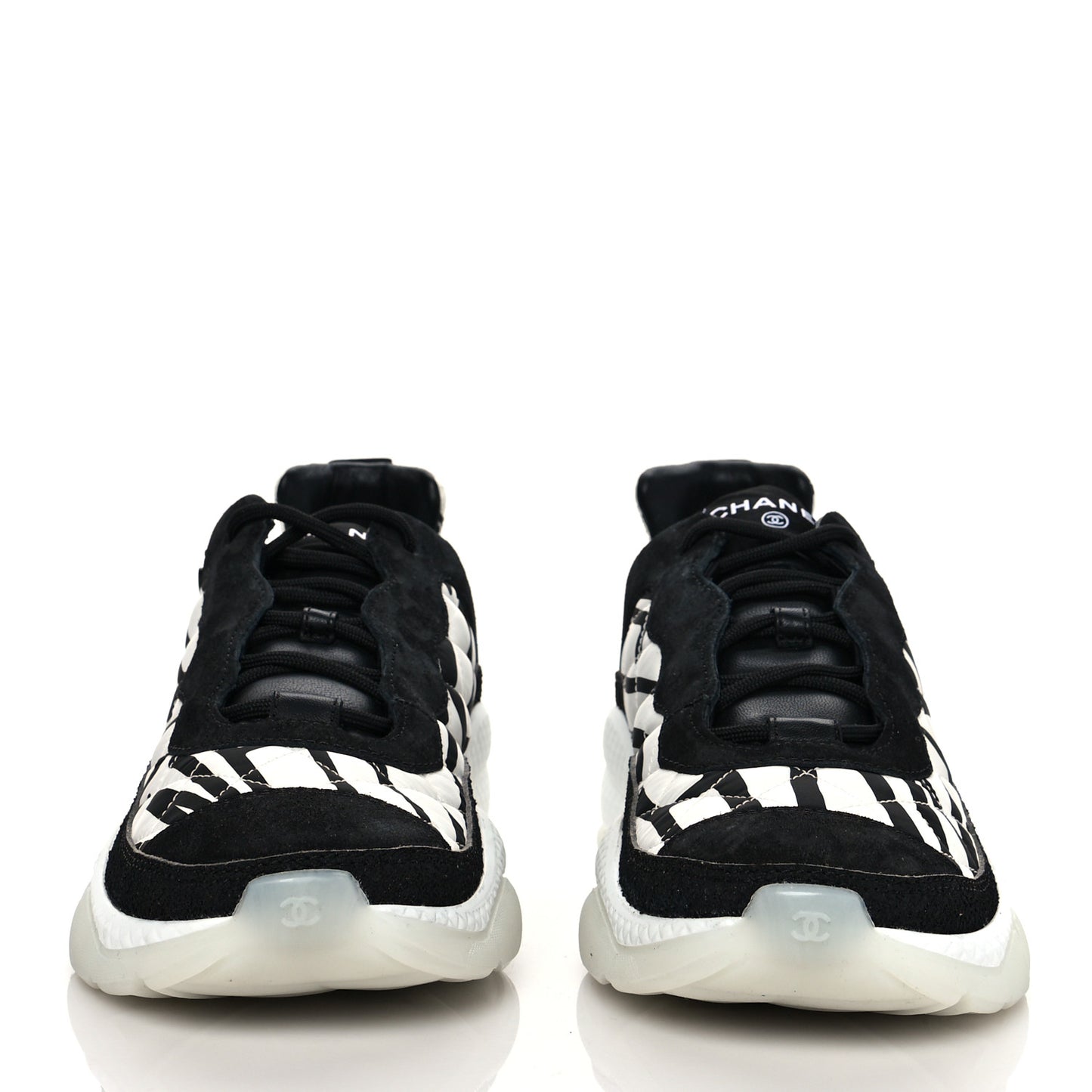 Nylon Suede Calfskin Printed Sneakers 41 White Black