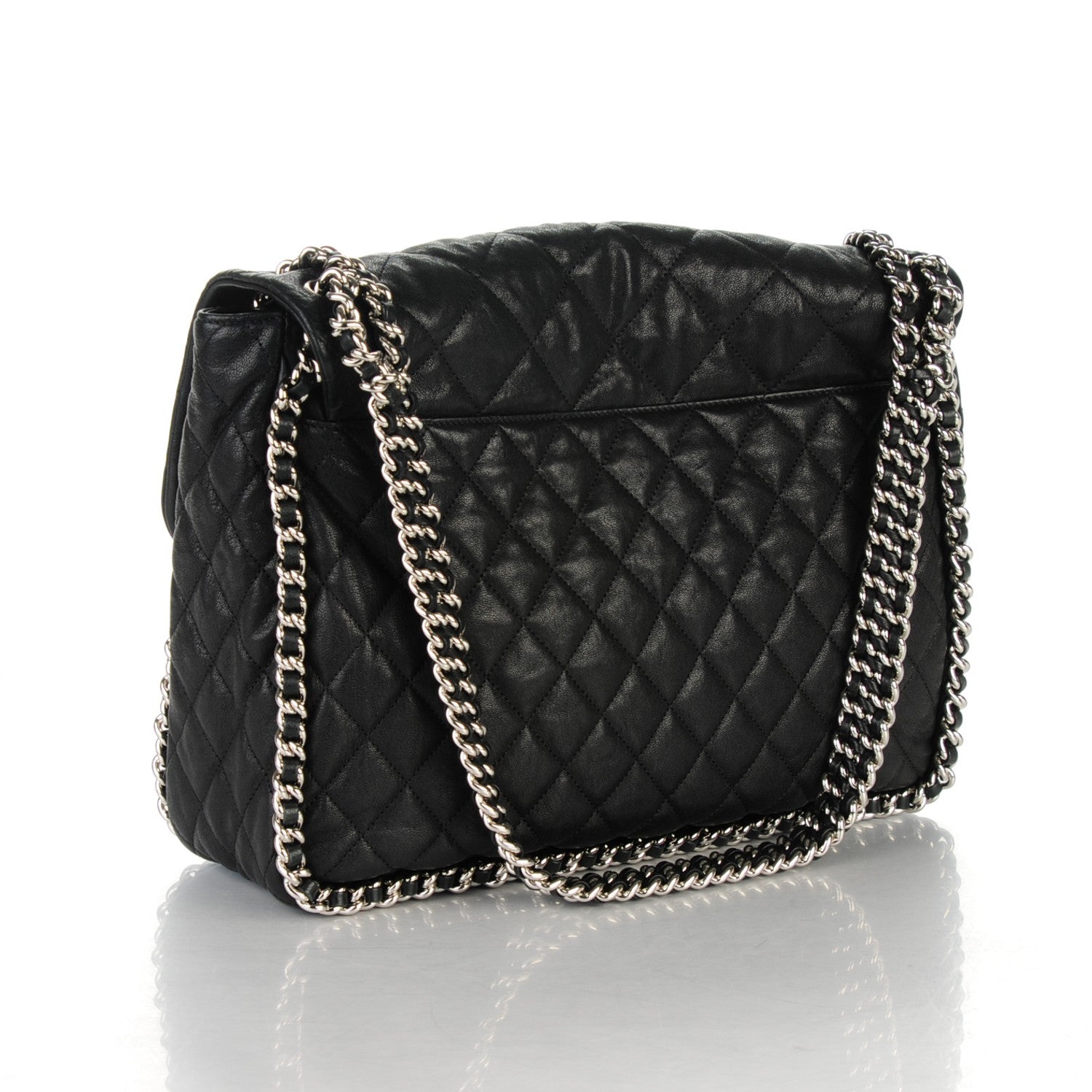 Chanel Washed Lambskin Quilted Maxi Chain Around Flap Black 3 of 7