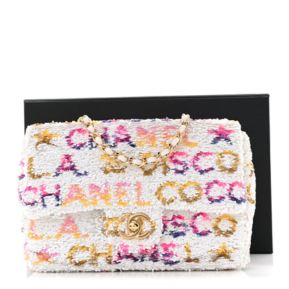 Chanel Sequin Logo CC Small Single Flap White Multicolor 11 of 11