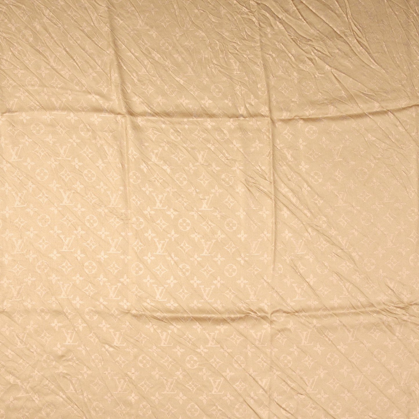 Silk Wool Monogram Voile Shawl Gold
