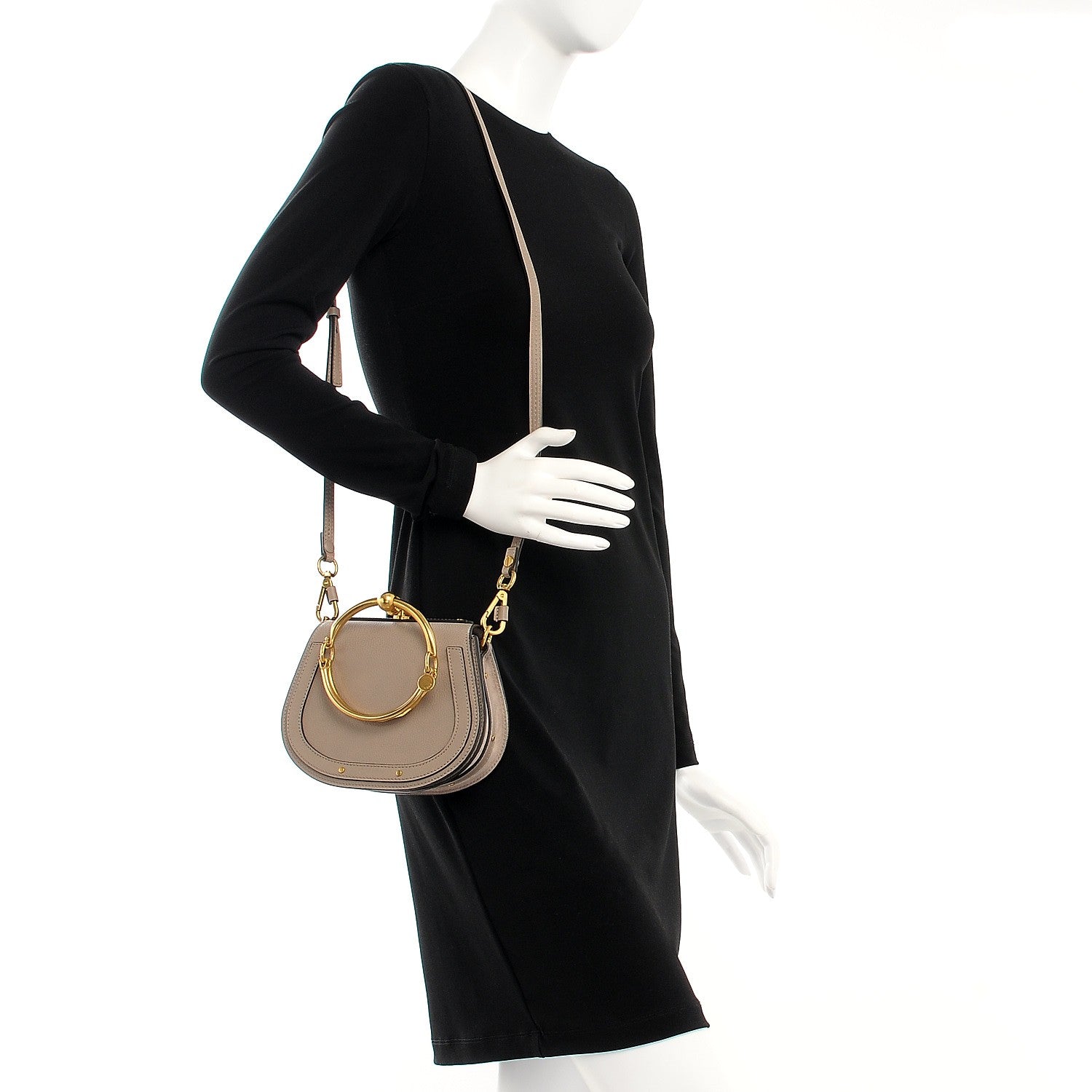 Chloe Calfskin Suede Small Nile Bracelet Bag Motty Grey 2 of 8