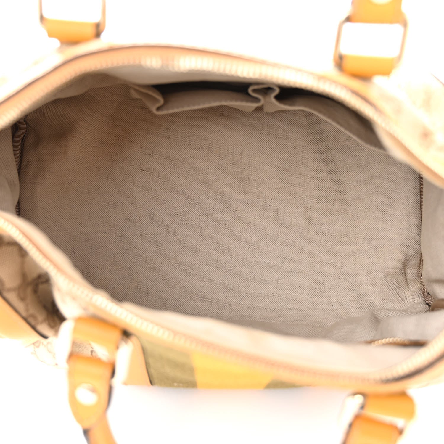 Gucci Monogram Selleria Calfskin Vintage Web Medium Boston Beige Ebony Yellow 5 of 14