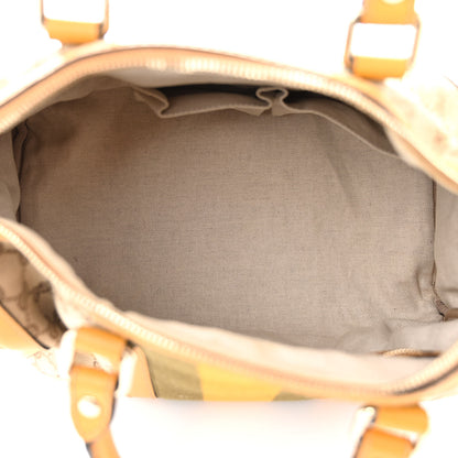 Gucci Monogram Selleria Calfskin Vintage Web Medium Boston Beige Ebony Yellow 5 of 14
