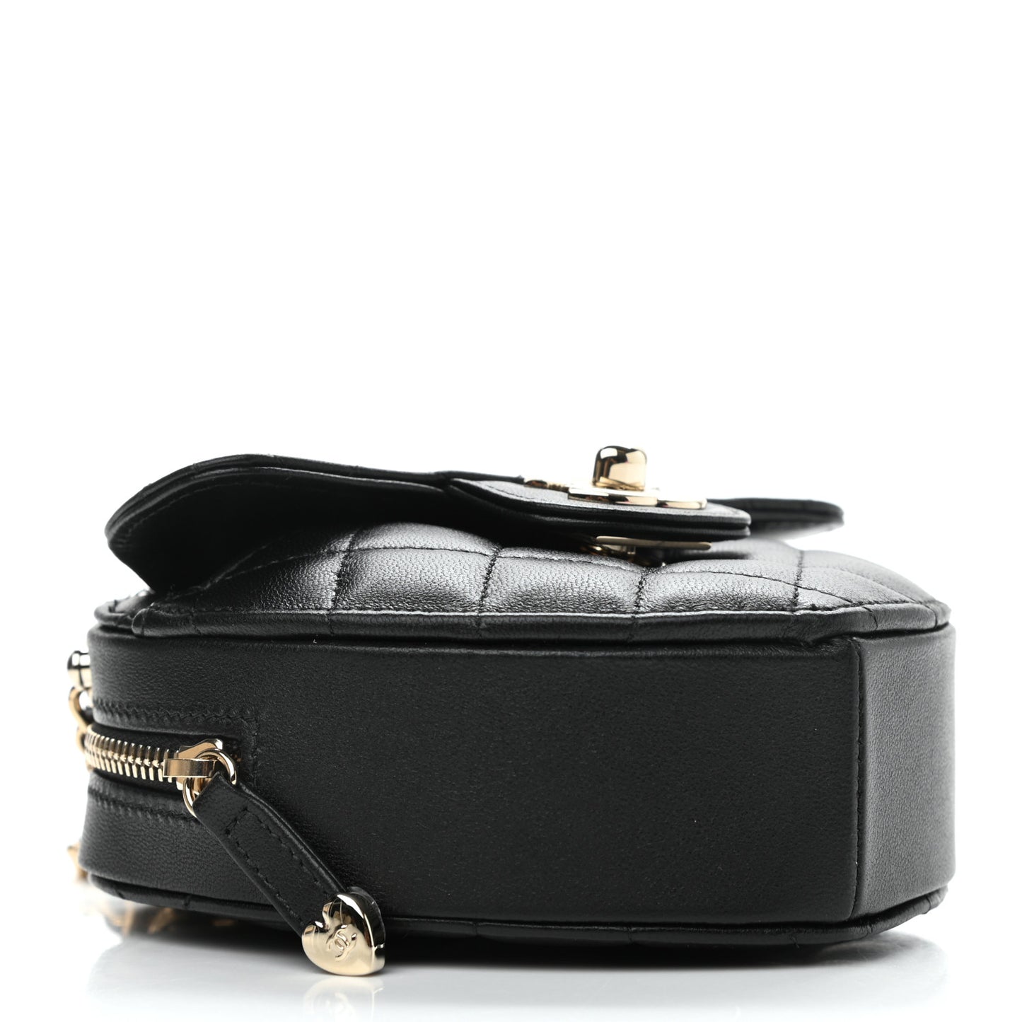 Lambskin Quilted CC In Love Heart Clutch With Chain Black