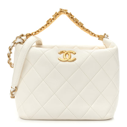 Chanel Lambskin Quilted CC Crystal Signature Chain Hobo White 1 of 11