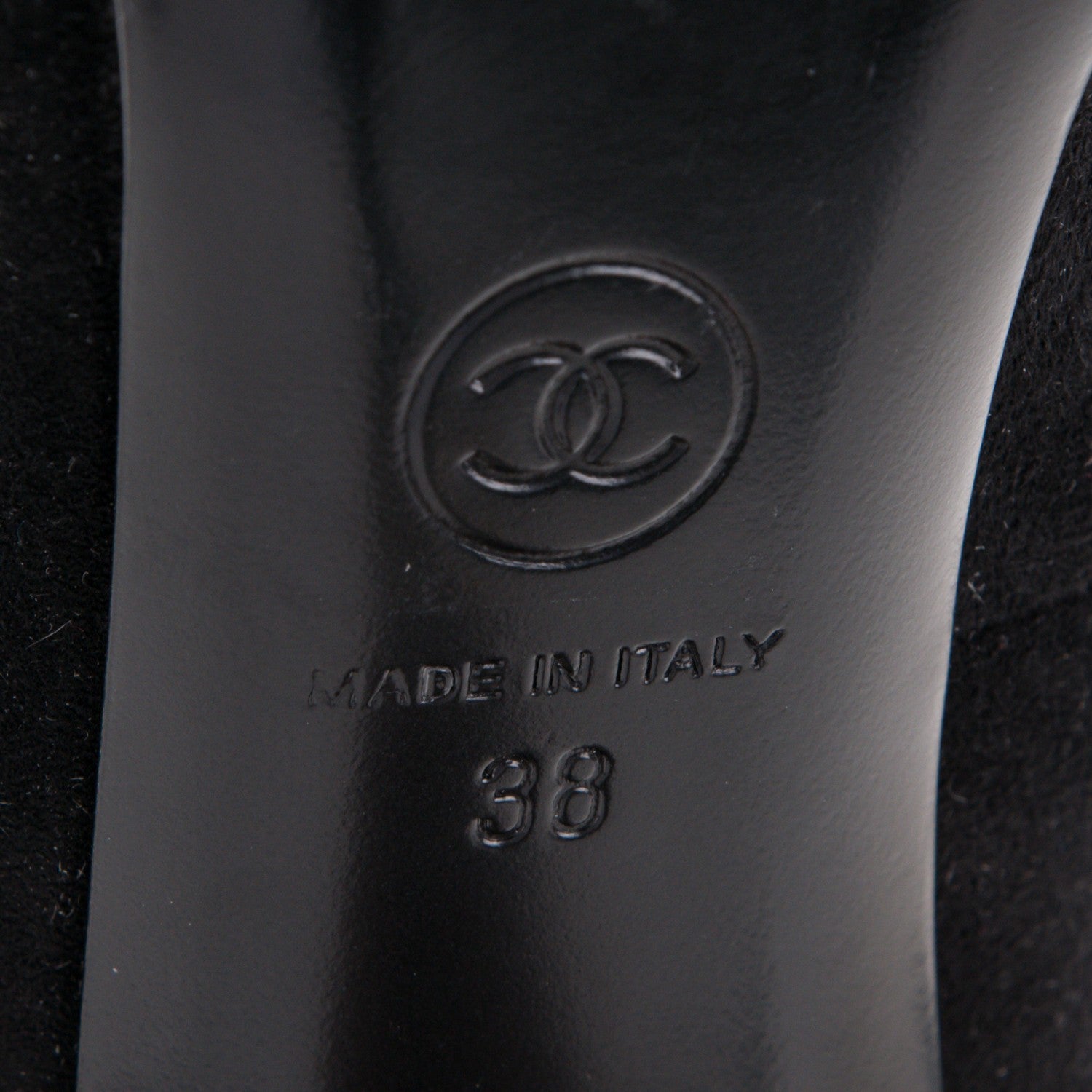 Chanel Suede Calfskin Satin Cap Toe CC Pumps 38 Black 6 of 8