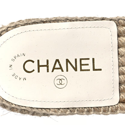 Chanel Lambskin Chain Espadrille Slip On Sandals 41 White 7 of 10