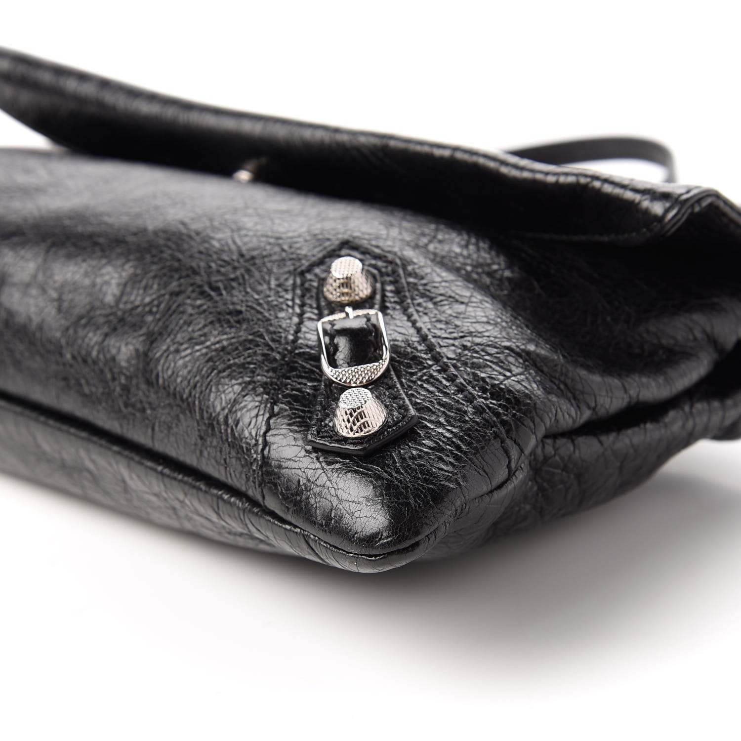 Balenciaga Agneau Giant 12 Silver Hardware Envelope Strap Clutch Black 7 of 10