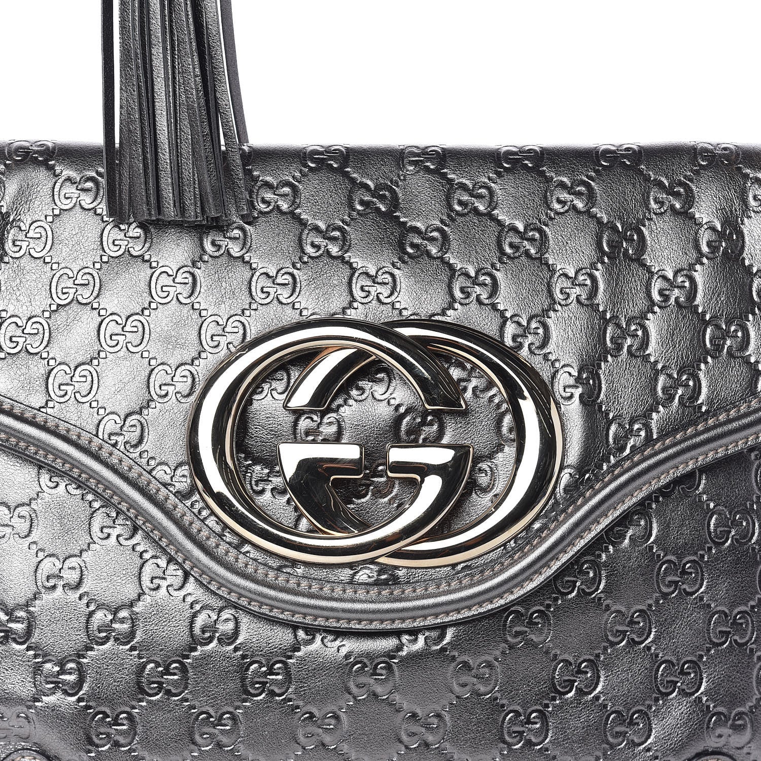 Gucci Guccissima Britt Tassel Shoulder Bag Gunmetal 10 of 10