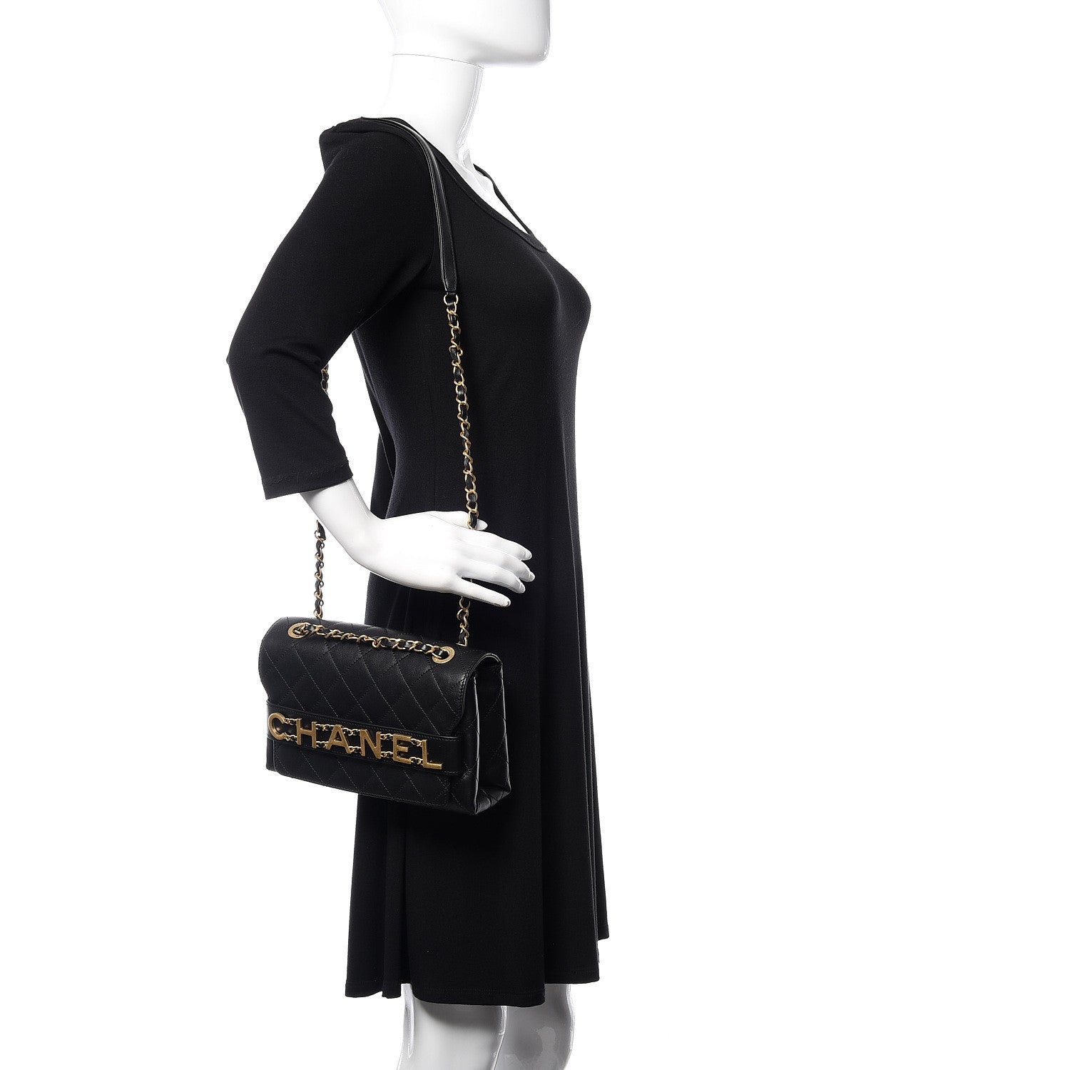 Chanel Calfskin Quilted Enchained Flap Black 2 of 15