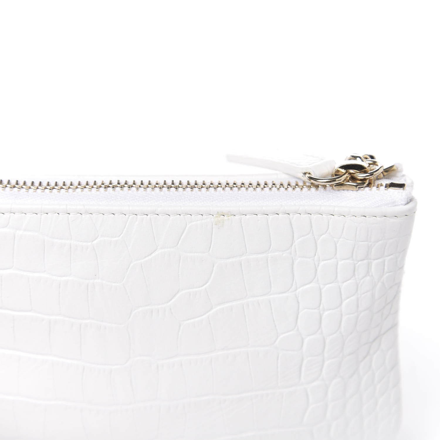 Chanel Calfskin Crocodile Embossed Cocodile Cosmetic Case White Gold 7 of 7