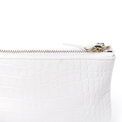 Chanel Calfskin Crocodile Embossed Cocodile Cosmetic Case White Gold 7 of 7