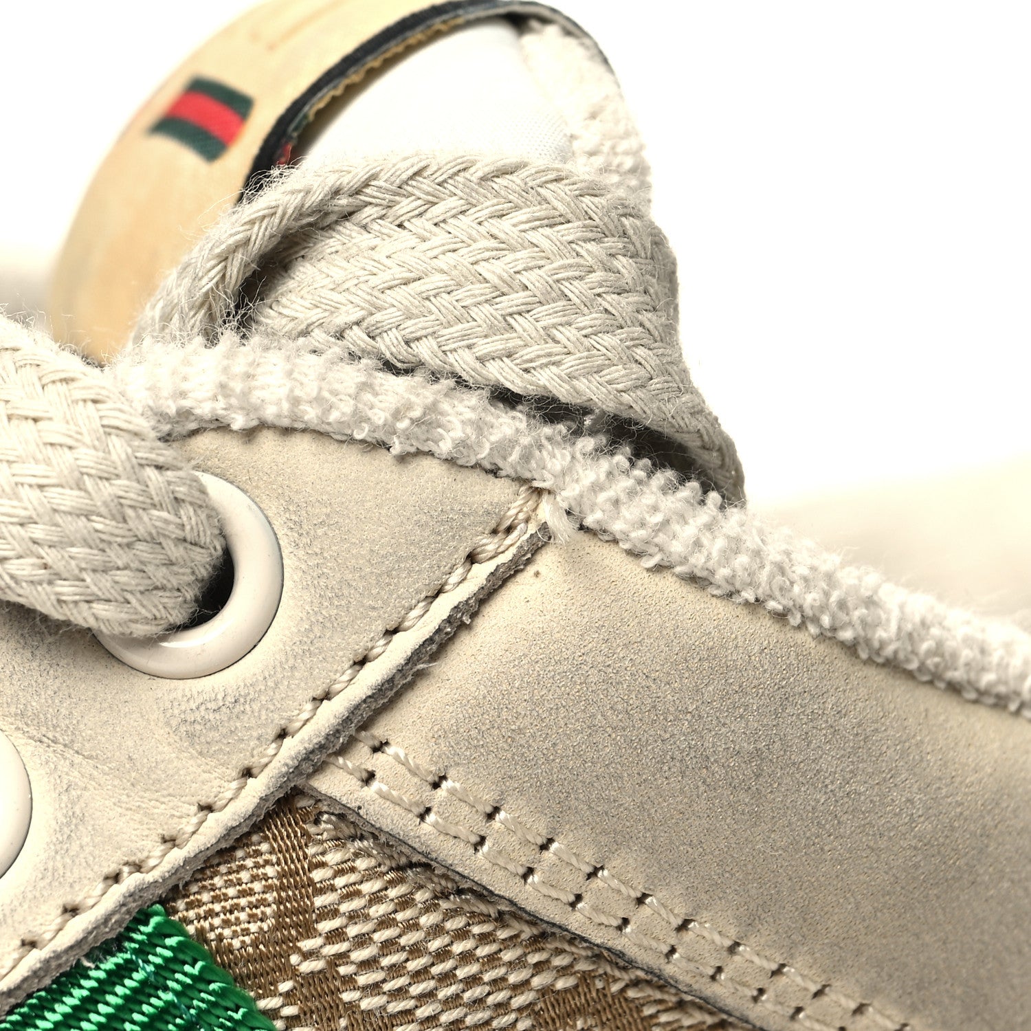 Gucci GG Monogram Nubuck Web Womens Screener Sneakers 39.5 New Sand Dusty Milk Vintage Green 9 of 12
