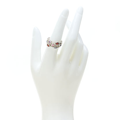 David Yurman Sterling Silver Amethyst Iolite Tourmaline Confetti 3 Row Ring 54 7 2 of 4