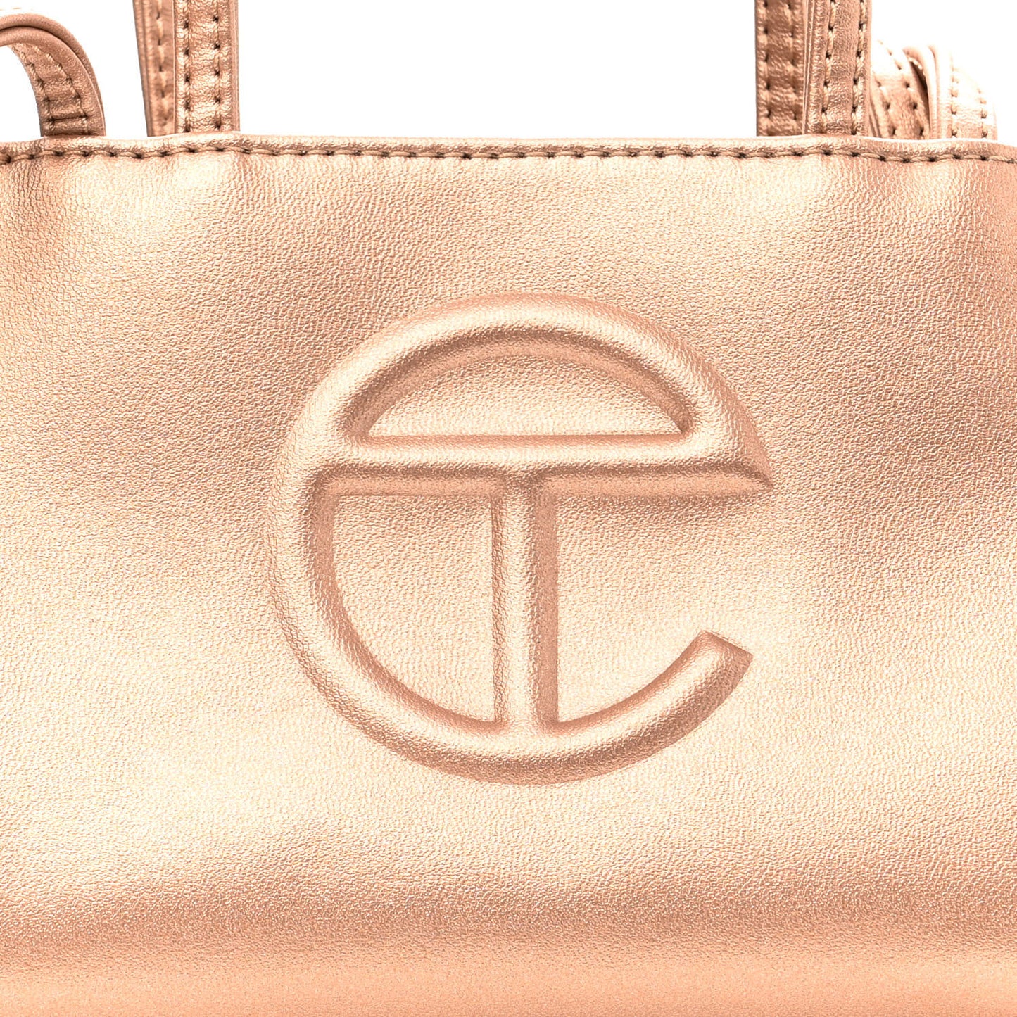 Metallic Vegan Leather Small Shopping Bag Copper