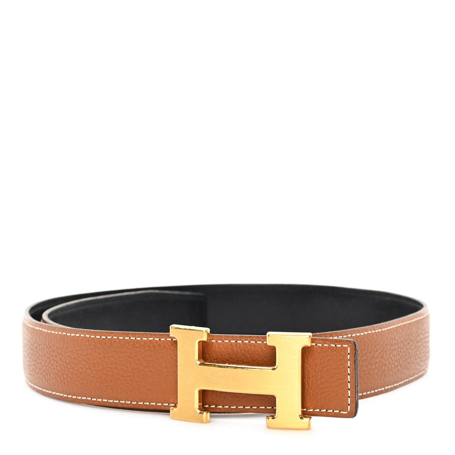 Hermes Box Togo 32mm H Belt 78 Black Gold 1 of 5