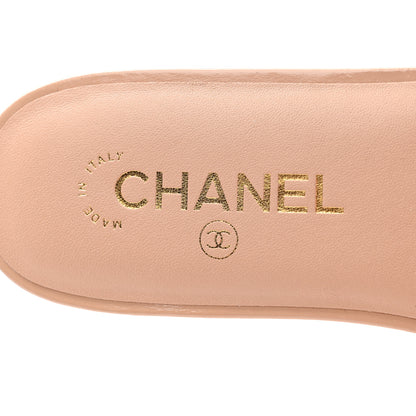 Chanel Shiny Calfskin Crystal CC Mules Sandals 40 Beige 6 of 9
