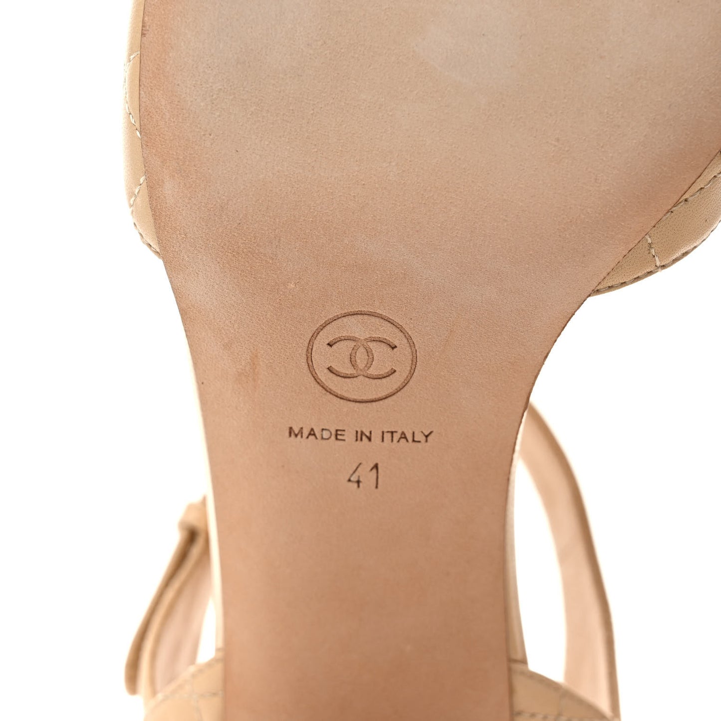 Lambskin Quilted Sandals 41 Beige