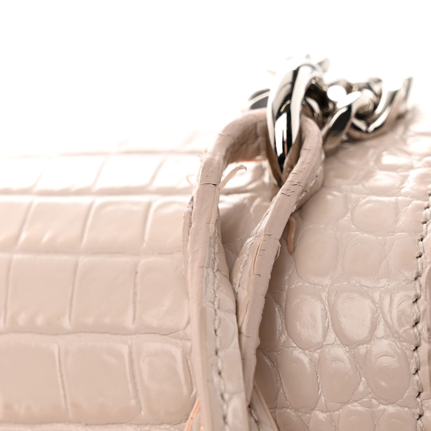 Calfskin Crocodile Embossed Medium Monogram Sunset Dark Beige