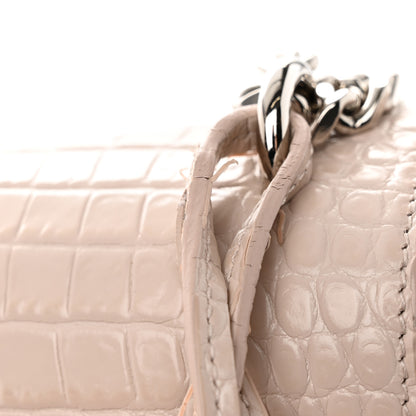 Saint Laurent Calfskin Crocodile Embossed Medium Monogram Sunset Dark Beige 19 of 30