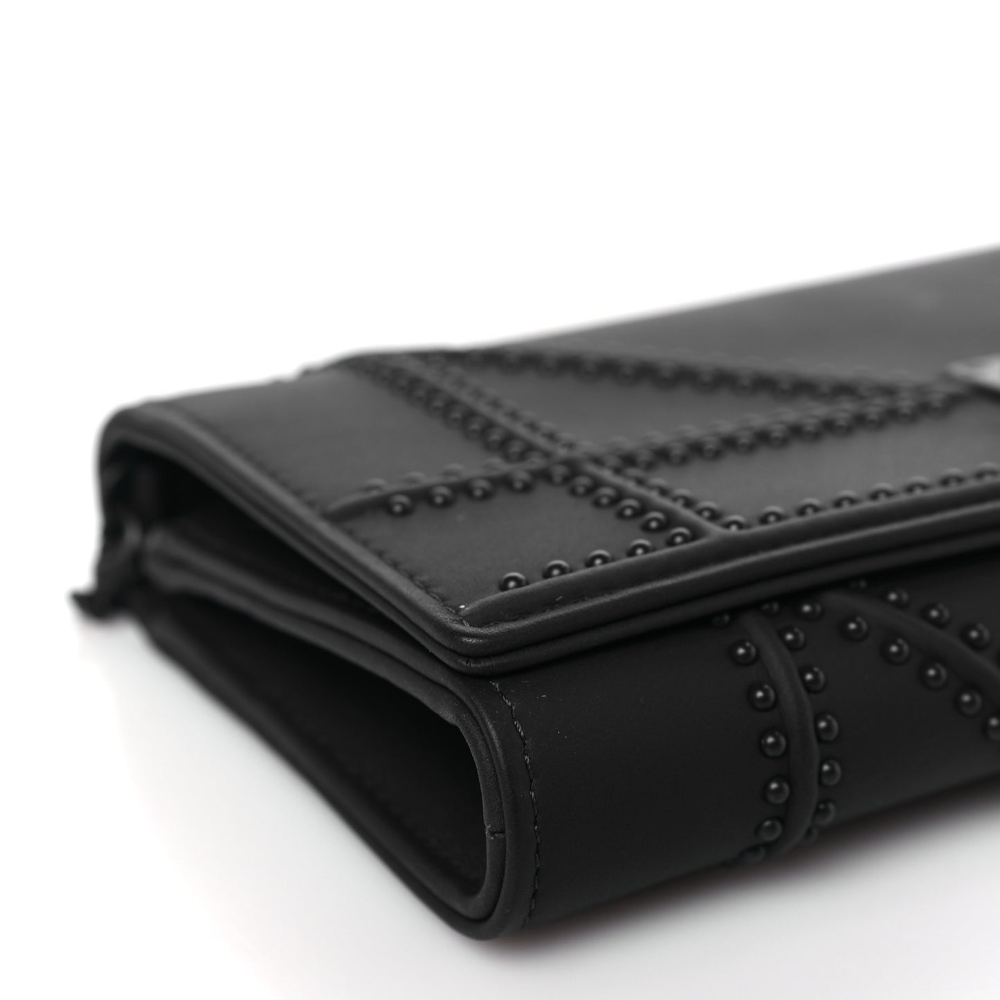 Matte Calfskin Studded Diorama Croisiere Chain Wallet Indigo