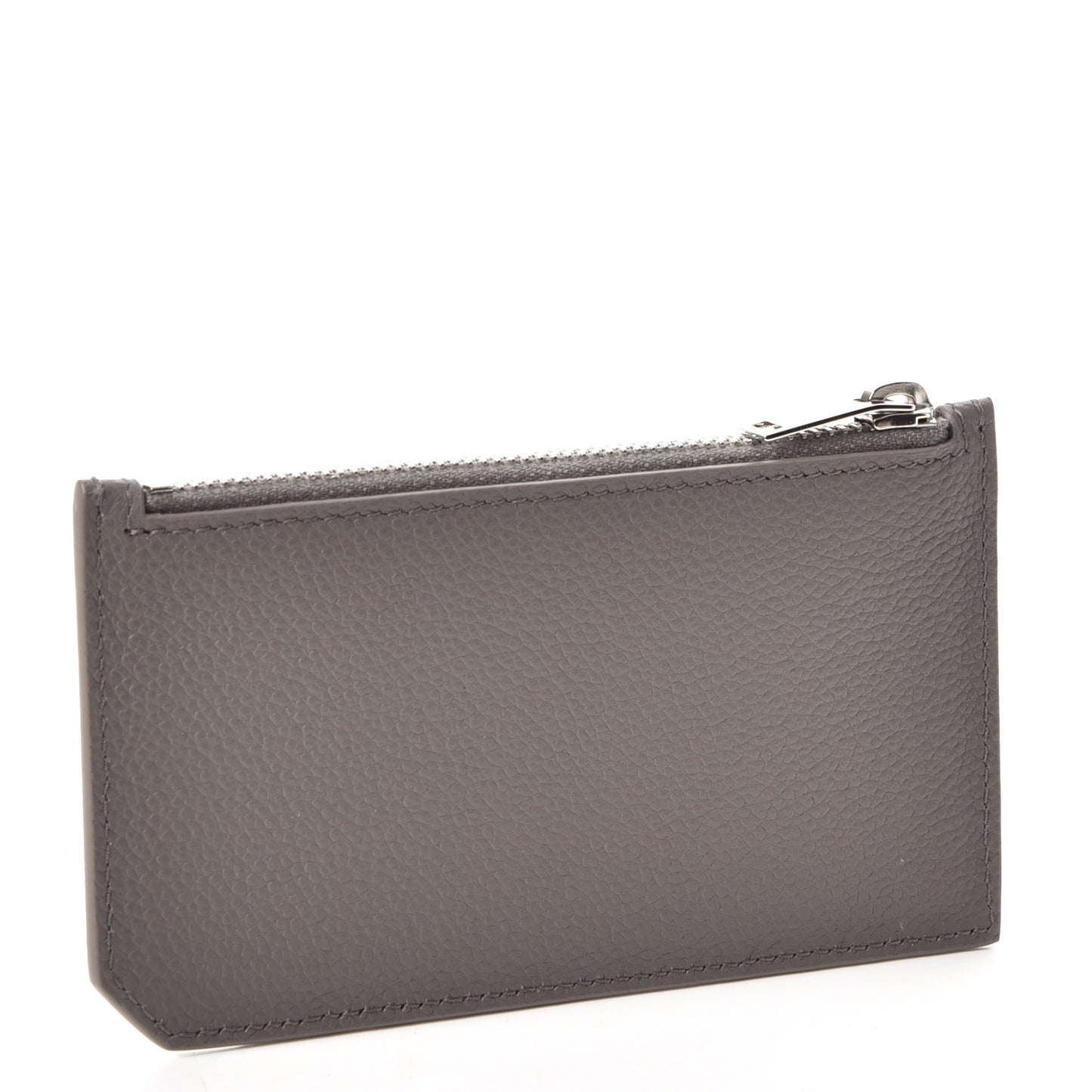 Grained Calfskin 5 Fragments Zip Pouch Card Holder Earth