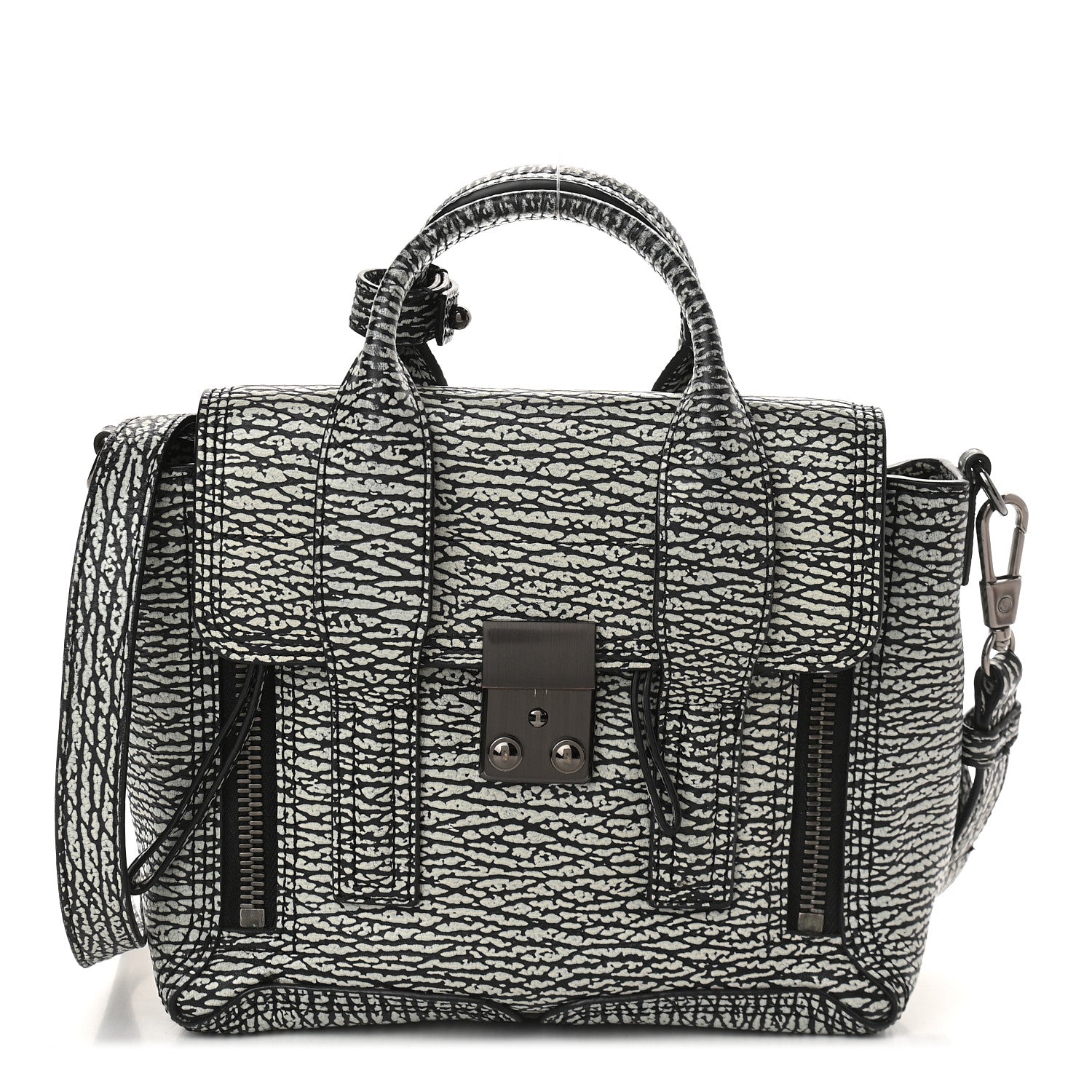 3.1 Phillip Lim Textured Calfskin Mini Pashli Satchel Black Mauve 1 of 9