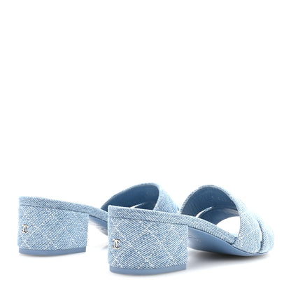 Chanel Denim Quilted Mules 36 Blue 5 of 9