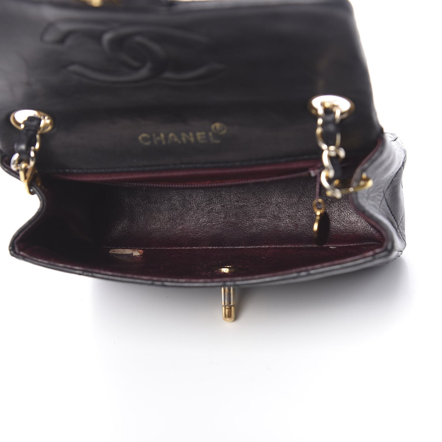 Lambskin Quilted Mini Square Flap Black