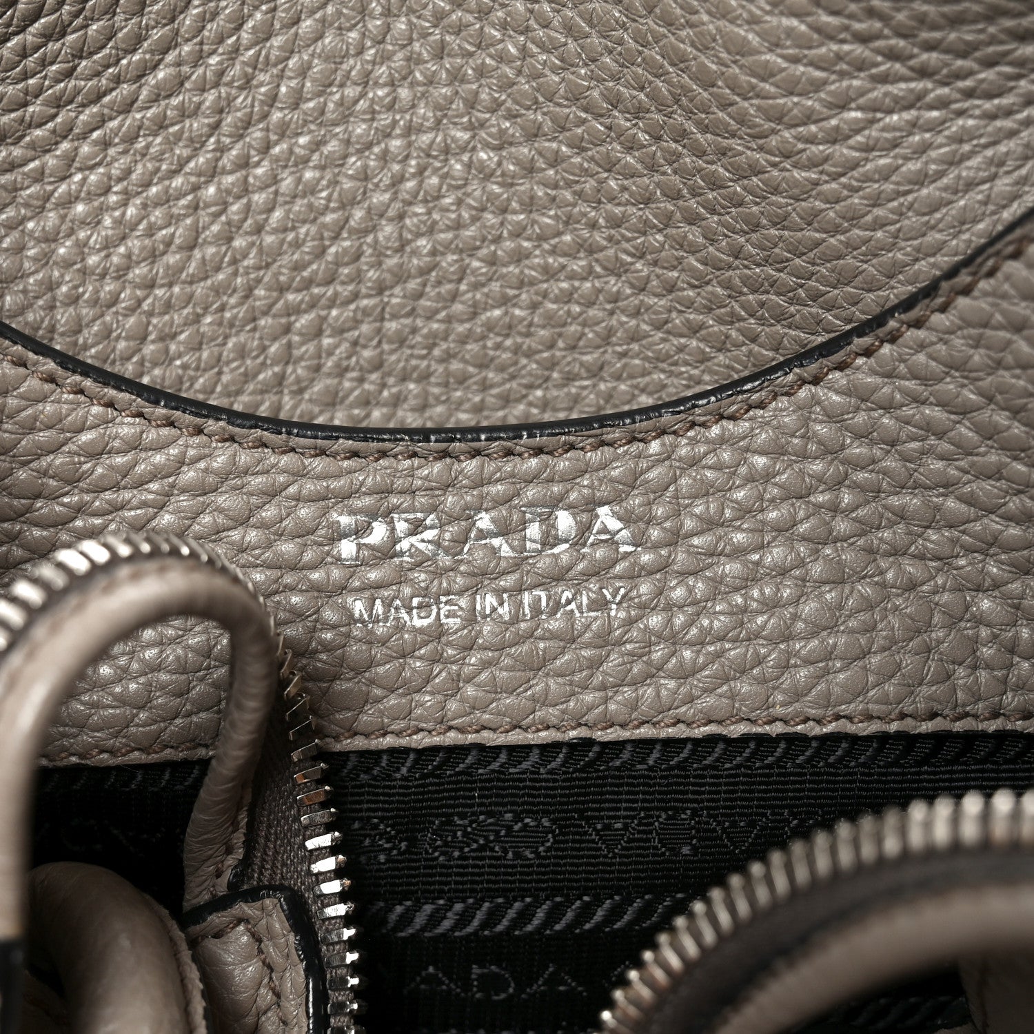 Prada Vitello Daino Soft Small Zippered Top Handle Bag Argilla 6 of 9