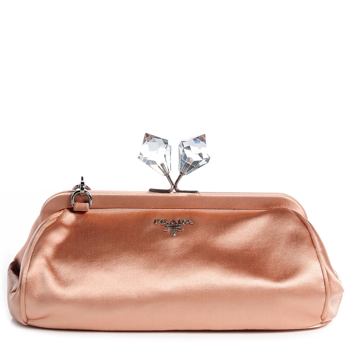 Satin Crystal Kisslock Clutch Nudo