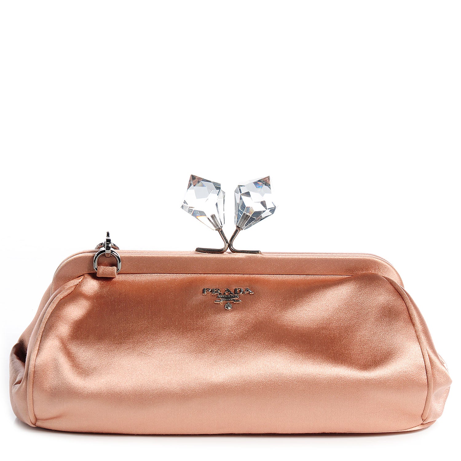 Prada Satin Crystal Kisslock Clutch Nudo 1 of 8