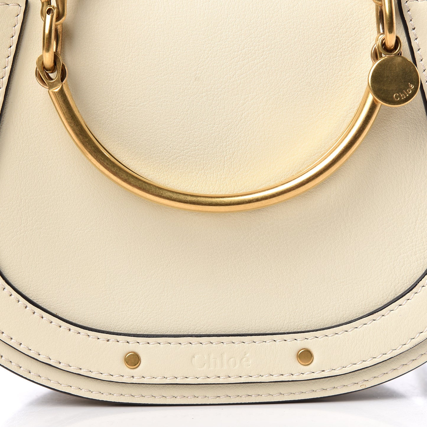 Calfskin Suede Small Nile Bracelet Bag Off White