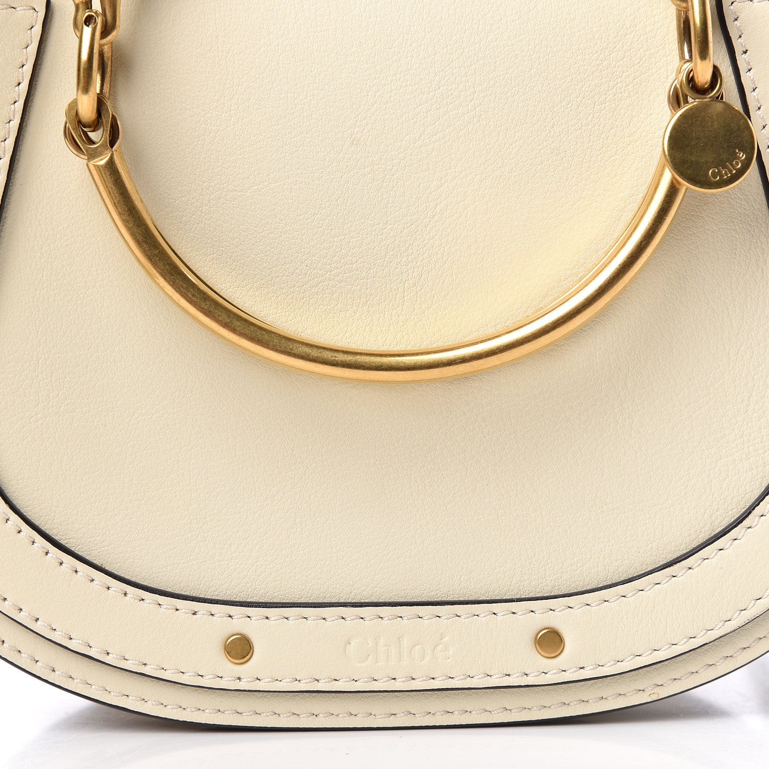 Chloe Calfskin Suede Small Nile Bracelet Bag Off White 10 of 10