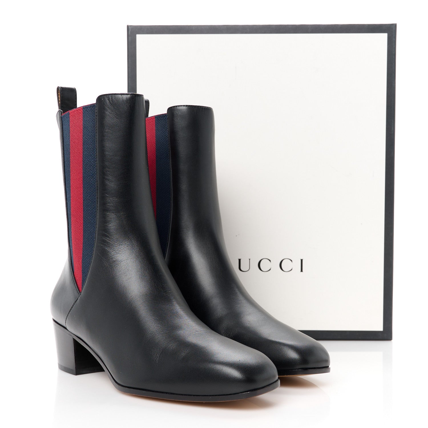 Gucci Calfskin Web Karen Ankle Boots 40 Black 8 of 8