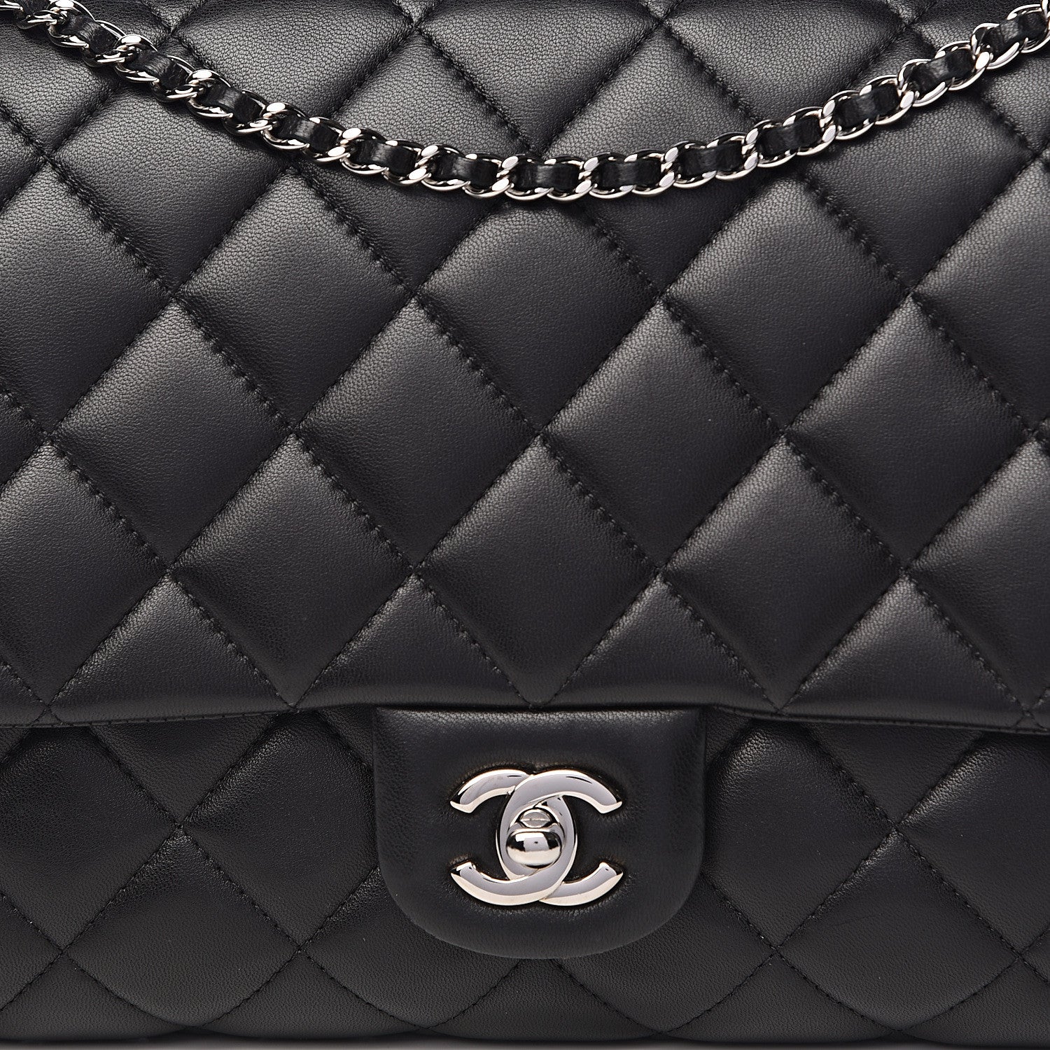 Chanel Lambskin Quilted Clutch With Chain Flap Black 10 of 10