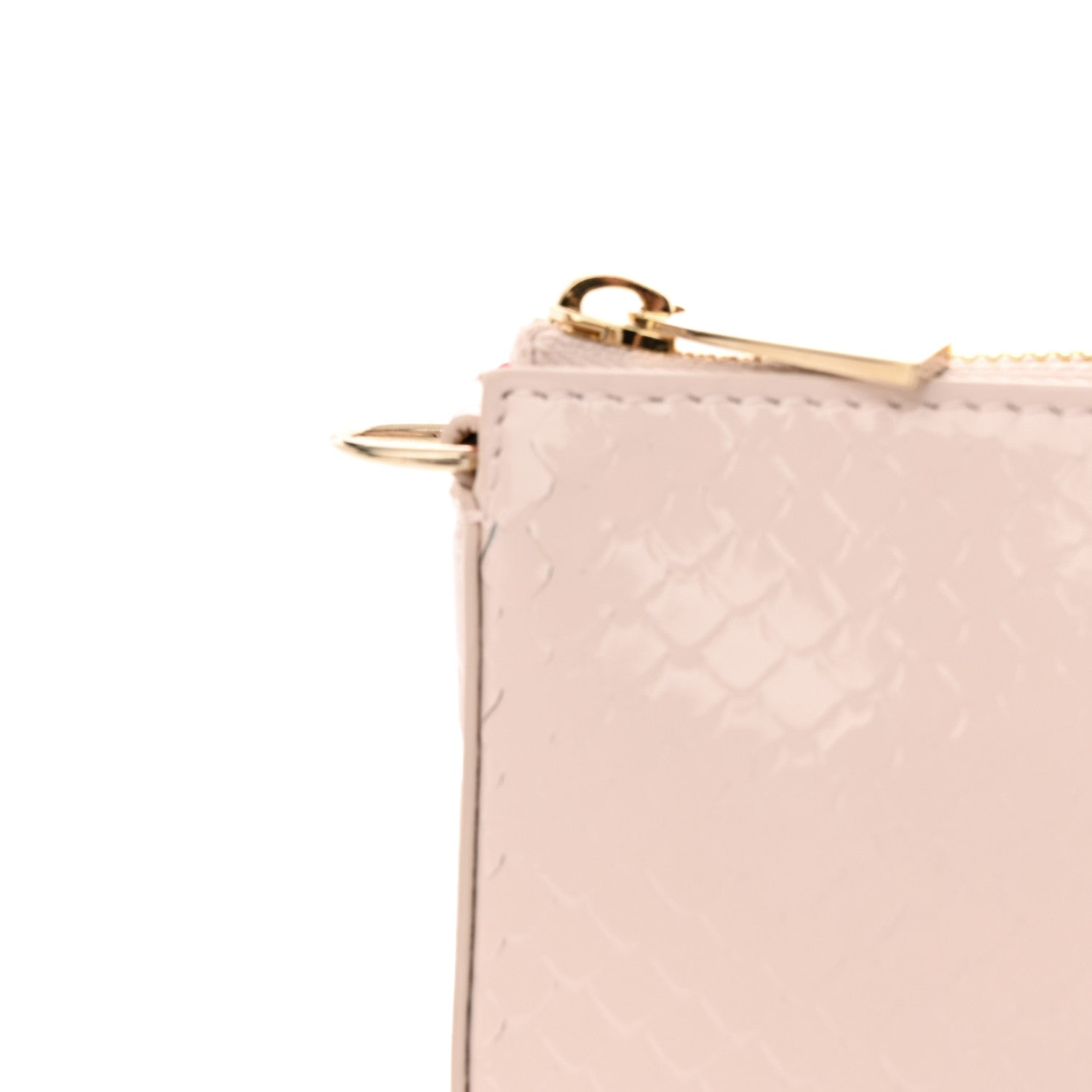 Christian Louboutin Patent Calfskin Snake Effect Loubila Chain Clutch Light Pink 10 of 12