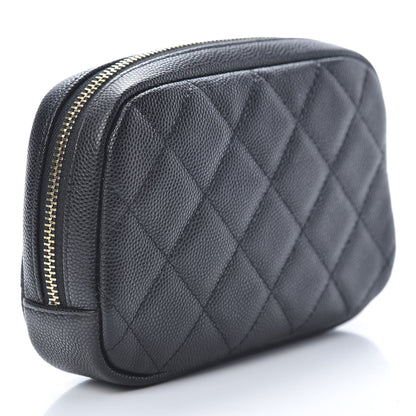 Chanel Caviar Quilted Small Curvy Pouch Cosmetic Case Black 3 of 8