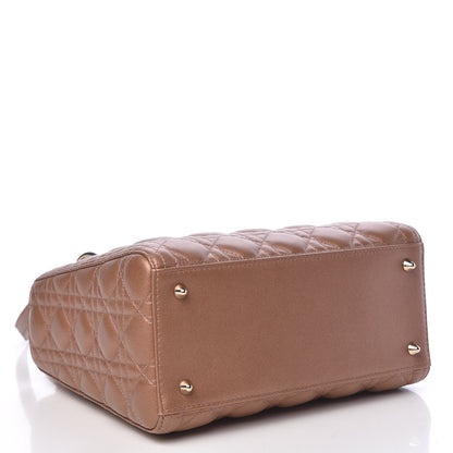 Christian Dior Metallic Lambskin Cannage Medium Lady Dior Bronze 4 of 11