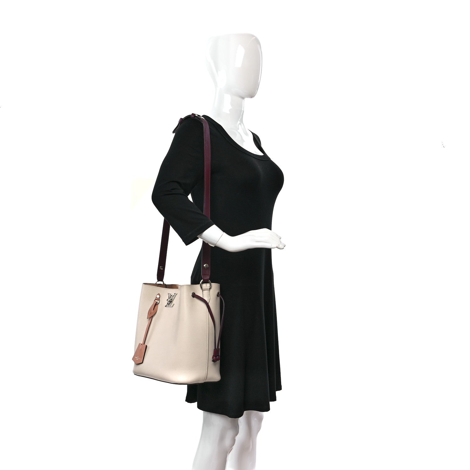 Louis Vuitton Calfskin Lockme Bucket Soie Quartz Calla 2 of 11