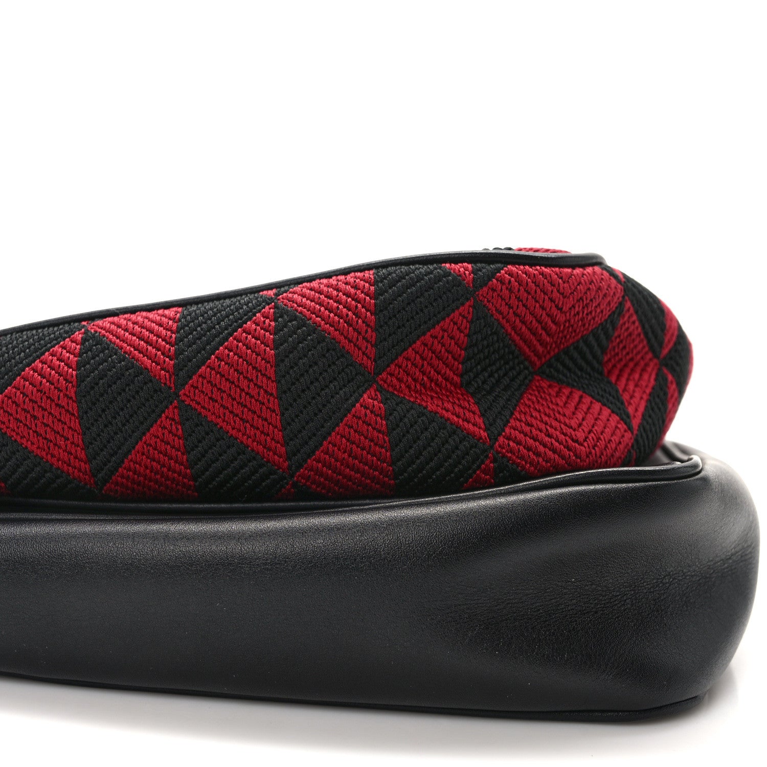 Prada Jacquard Calfskin Triangolo Symbole Embroidered Mini Triangle Double Bag Black Ciliegia 9 of 10