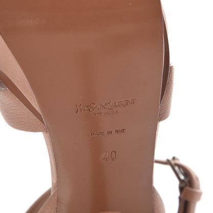 Saint Laurent Grained Calfskin Tribute 105 Platform Sandals 40 Light Beige 6 of 7