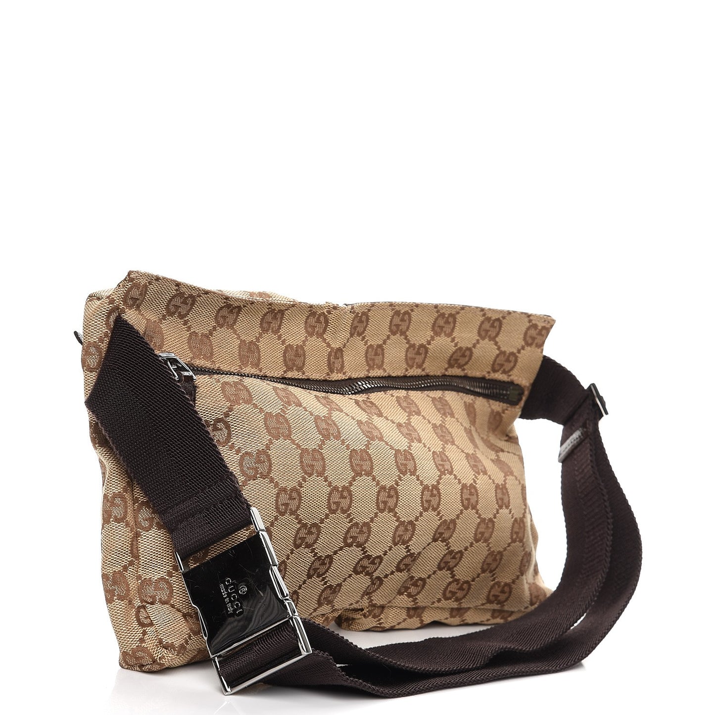 GG Monogram Double Pocket Belt Bag Dark Brown