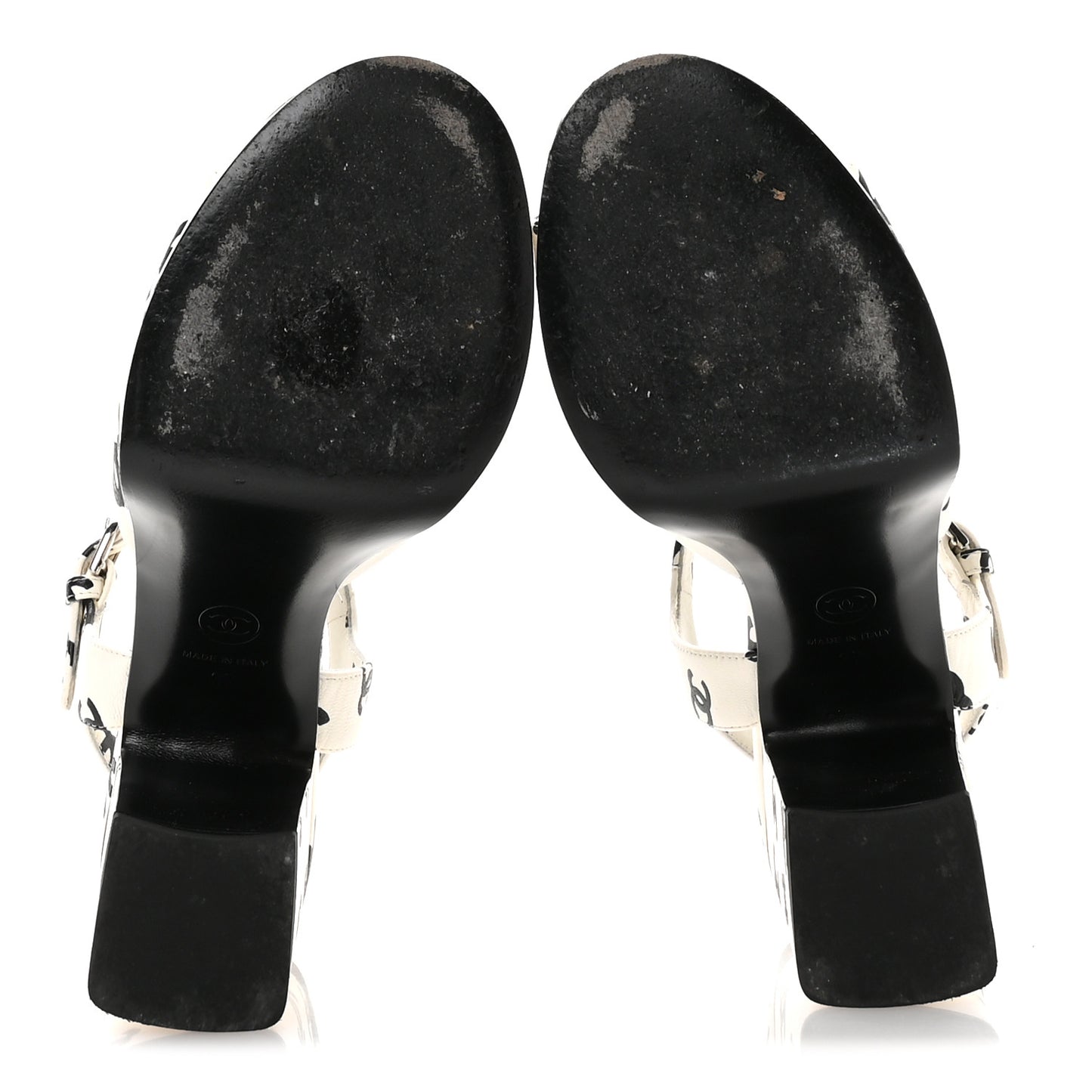 Printed Lambskin Coco Beach Platform Sandals 37 White Black