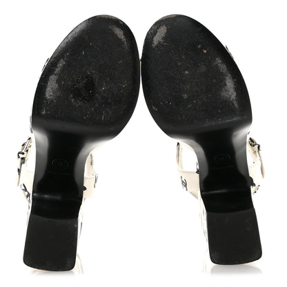 Chanel Printed Lambskin Coco Beach Platform Sandals 37 White Black 5 of 7