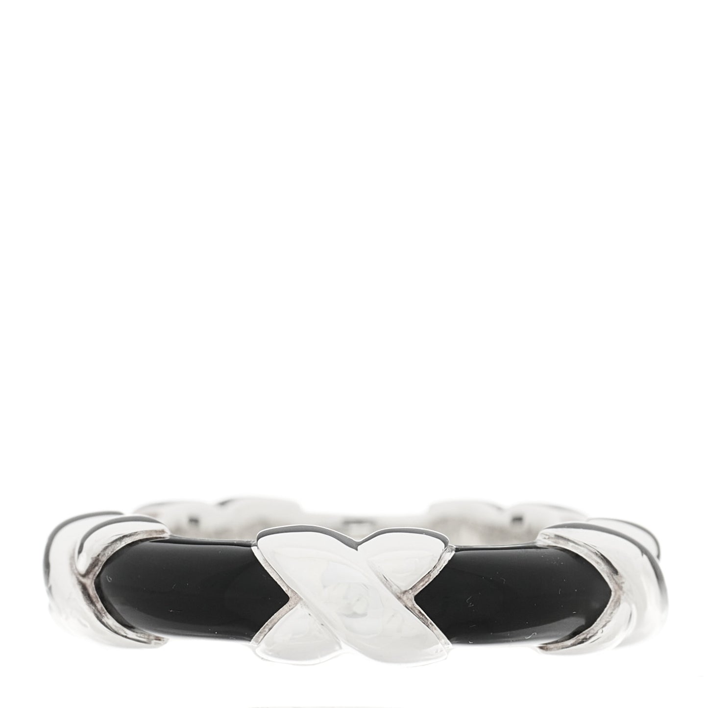 Sterling Silver Enamel Signature X Ring 49 5 Black